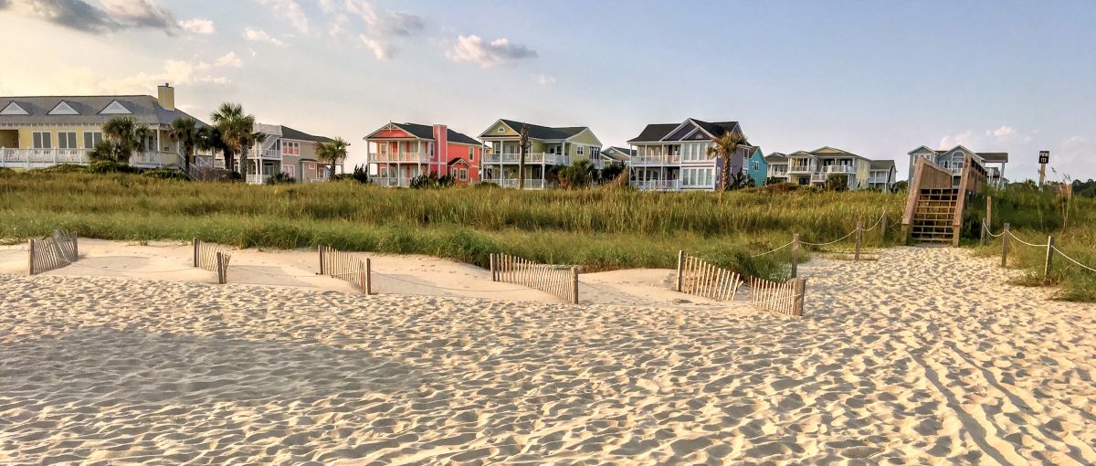 Colorful beach houses on Holden Beach in N.C.'s Brunswick Islands