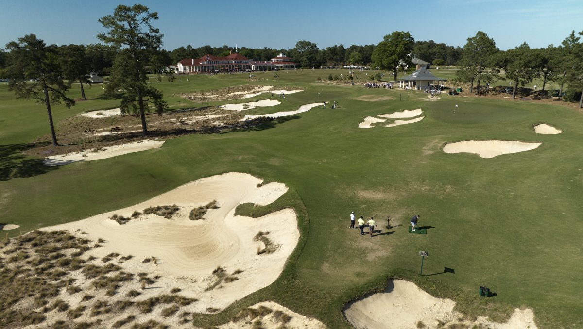 Aerial of vast Pinehurst Resort grounds and golf courses