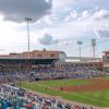View of Durham Bulls Athletic Park field in Durham from foul territory 