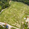 Aerial view of corn maze at Kersey Valley