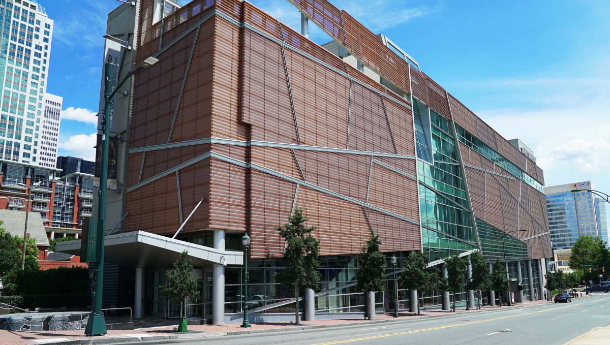 Exterior of brown museum in Uptown Charlotte