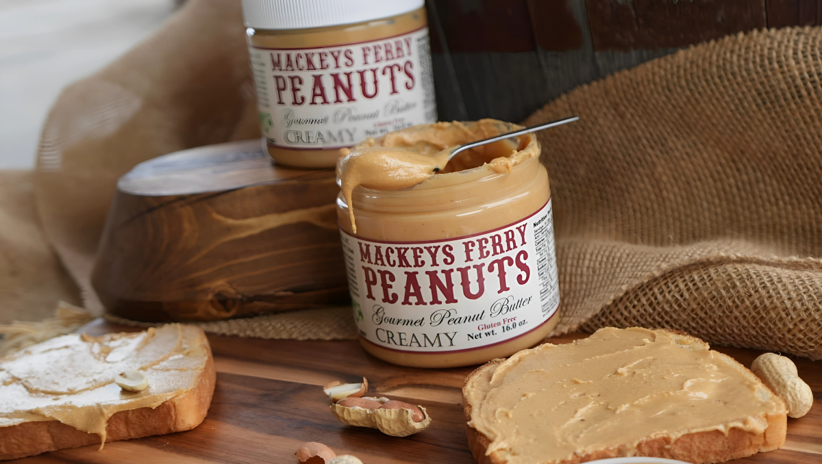 Mackey's Ferry peanut butter and toast on display.