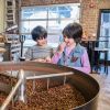 Two kids tasting chocolate at Black Mountain Chocolate in Winston-Salem