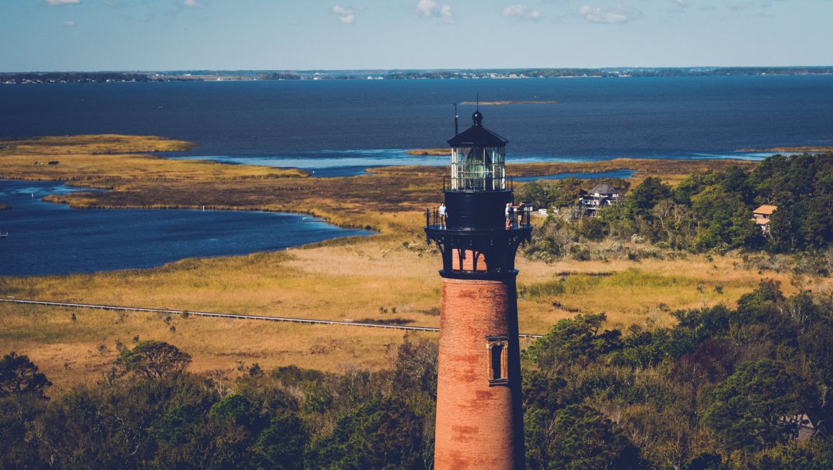 the 162-foot Currituck Beach Lighthouse in Historic Corolla