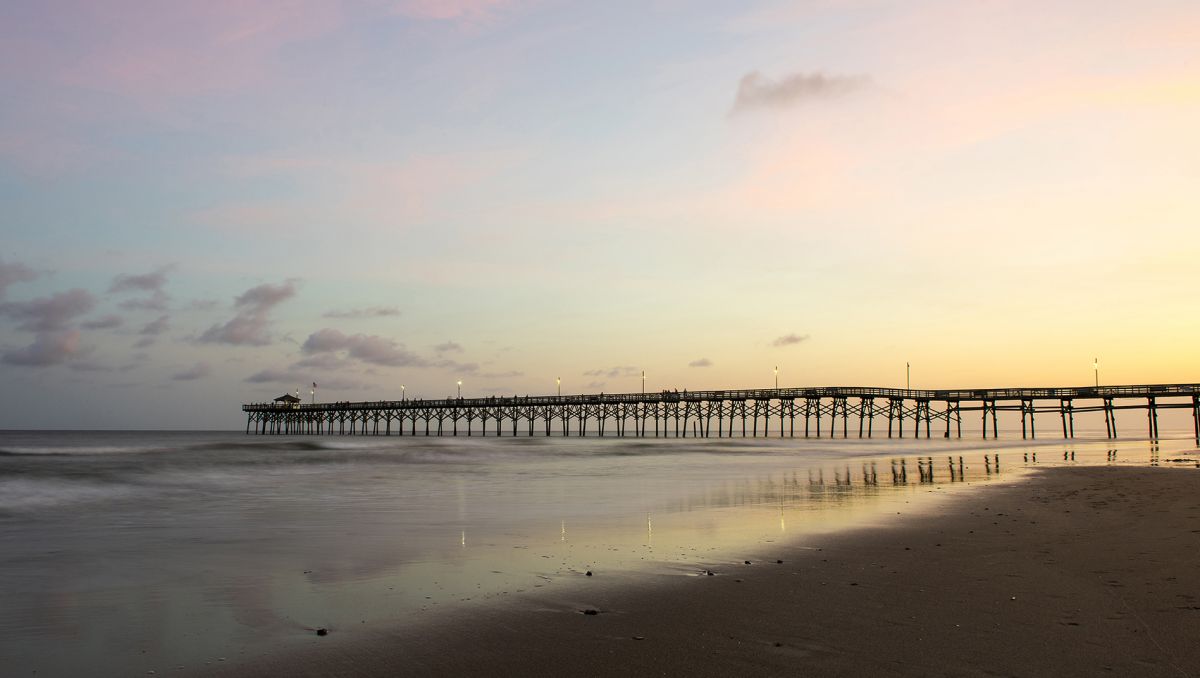 Ocean Crest Pier at dusk in Brunswick Islands