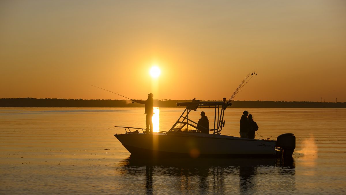 fishing at sunset with Just Got Reel Inshore Charters